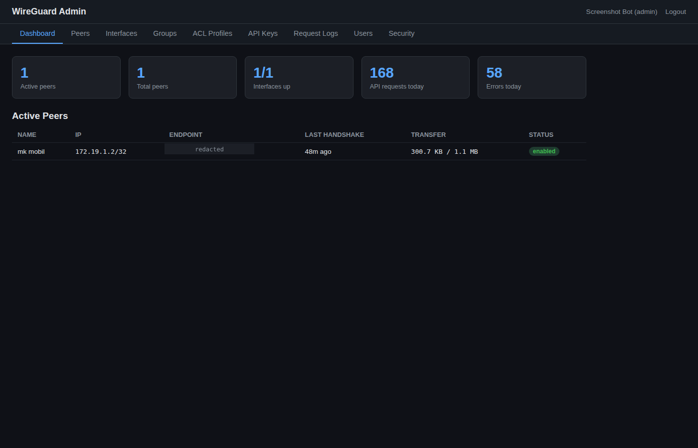 WireGuard Admin Dashboard
