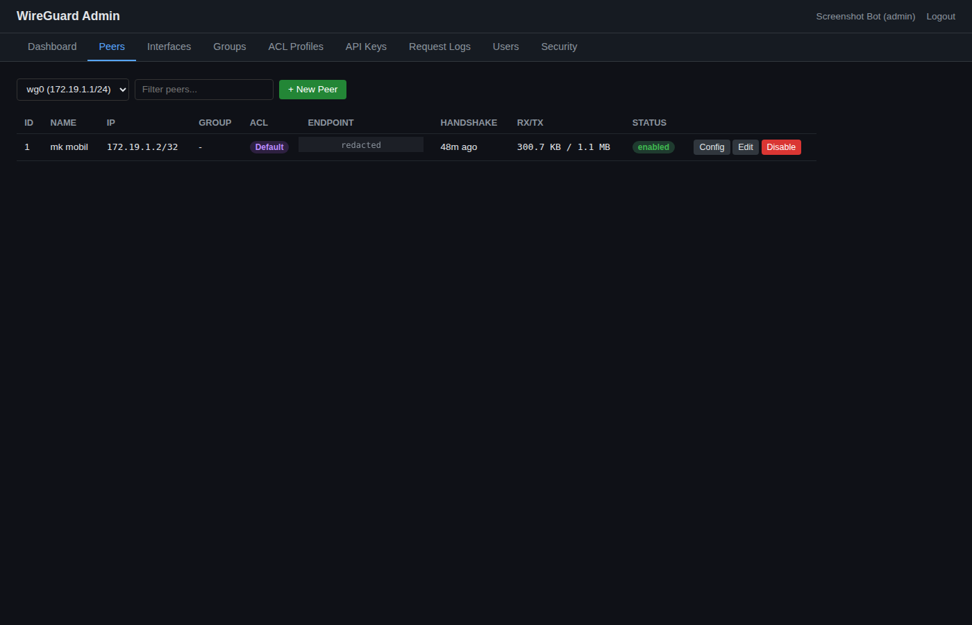 Peer-hantering med live-status